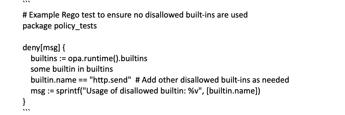 creating tests with no disallowed built ins